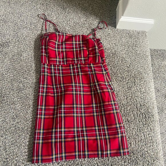 Forever 21 XXI Red Plaid Mini Dress Punk Goth - Medium - Picture 1 of 4
